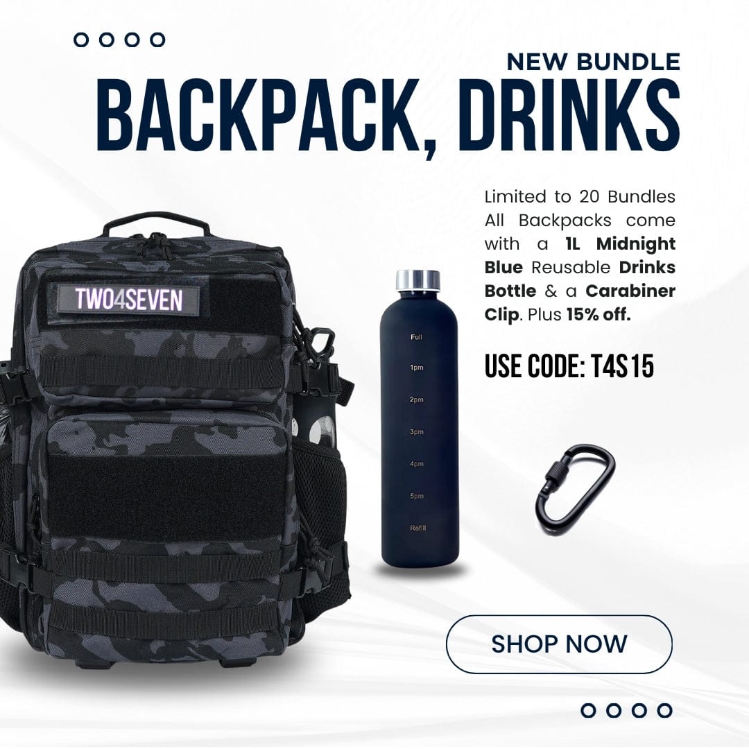 Black Camo 25L Plus Drinks Bottle & Carabiner Free